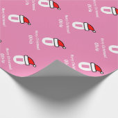 Roze monogram letter Vrolijk kerstinpakpapier Cadeaupapier (Hoek)