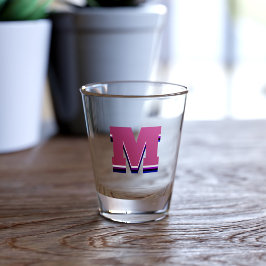 Roze Monogram M Custom Initiaal Shot Glass Glas