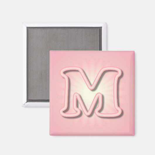 Roze Monogram M Magneet (Voorkant / Achterkant)