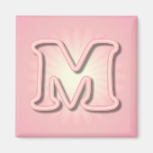 Roze Monogram M Magneet (Voorkant)