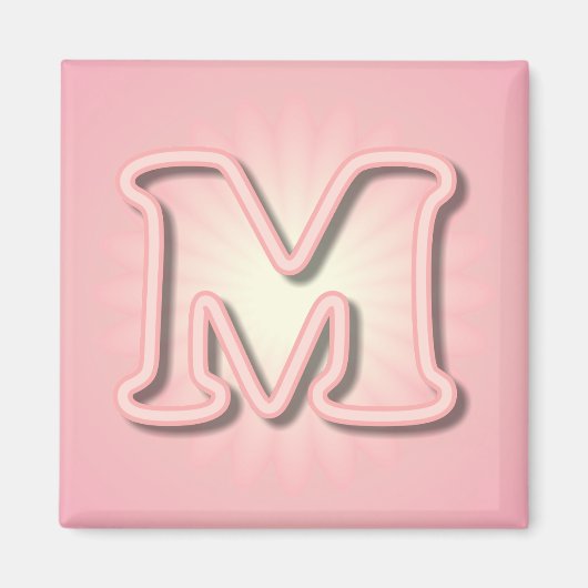 Roze Monogram M Magneet (Voorkant)
