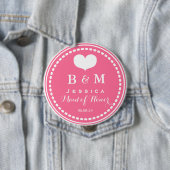 Roze monogram - Maid of Honor - Wedding Button (In situ)