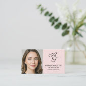 Roze Monogram Make-up Qr Code Social Icon Visitekaartje (Staand voorkant)