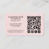 Roze Monogram Make-up Qr Code Social Icon Visitekaartje (Achterkant)
