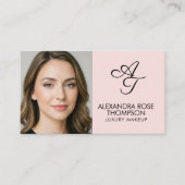 Roze Monogram Make-up Qr Code Social Icon Visitekaartje (Voorkant)