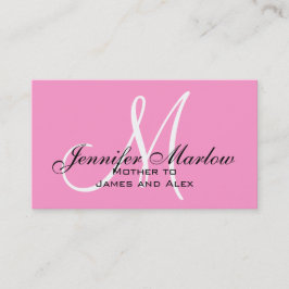 Roze Monogram Mammie Calling Card Contactkaartje