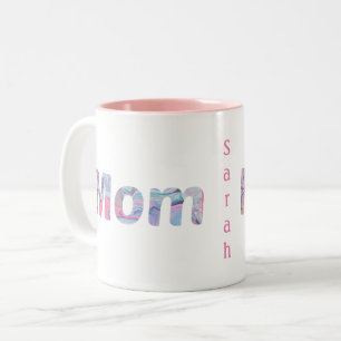 Roze Monogram Marmer Moeder Tweekleurige Koffiemok