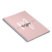 Roze Monogram Meisje Schattige Script Terug naar s Notitieboek (Rechterzijde)