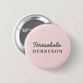Roze Monogram met Blos | Minimalistische Chic Vrou Ronde Button 5,7 Cm (Voorkant /achterkant)