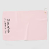 Roze Monogram met Blozende Tint | Moderne Minimali Golfhanddoek (Horizontaal)