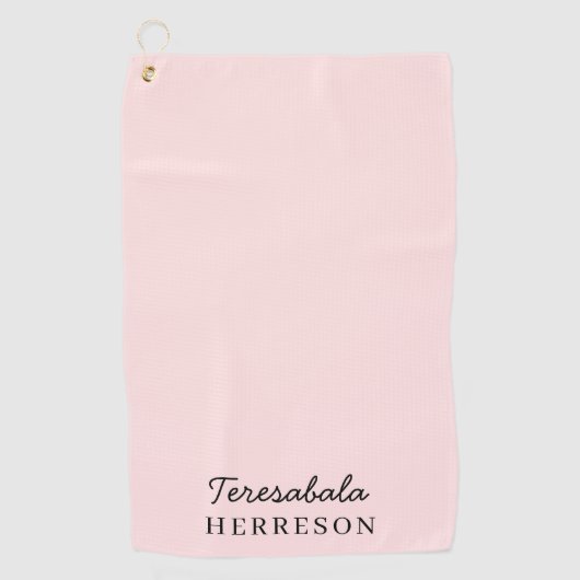 Roze Monogram met Blozende Tint | Moderne Minimali Golfhanddoek (Voorkant)