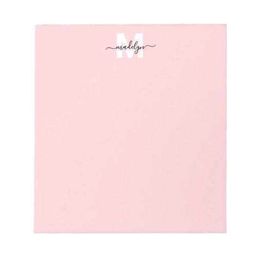 Roze Monogram met Blozende Tint Notitieblok (Voorkant)