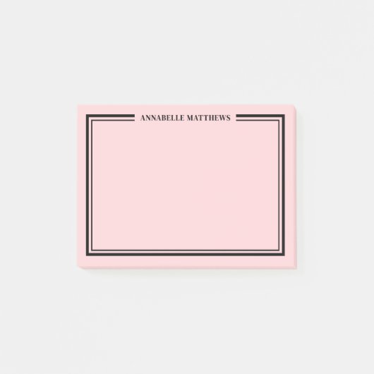 Roze Monogram met Blozende Tint Post-it® Notes (Voorkant)
