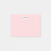 Roze Monogram met Blozende Tint Post-it® Notes (Voorkant)