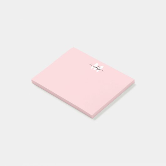 Roze Monogram met Blozende Tint Post-it® Notes (Schuin)