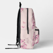 Roze Monogram met Kersenbloesem Bedrukte Rugzak (Links)
