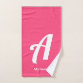 Roze Monogram met Naam Badhanddoekenset Bad Handdoek (Handdoek)