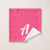 Roze Monogram met Naam Badhanddoekenset Bad Handdoek (Wasdoekje)