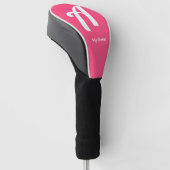 Roze monogram met naam golf headcover (Schuin)