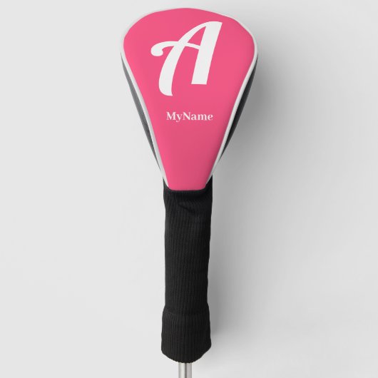 Roze monogram met naam golf headcover (Voorkant)