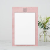 Roze monogram met schaarste briefpapier (Staand voorkant)