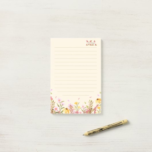 Roze Monogram Moderne Minimalistische Post-it Noti Post-it® Notes (Op bureau)
