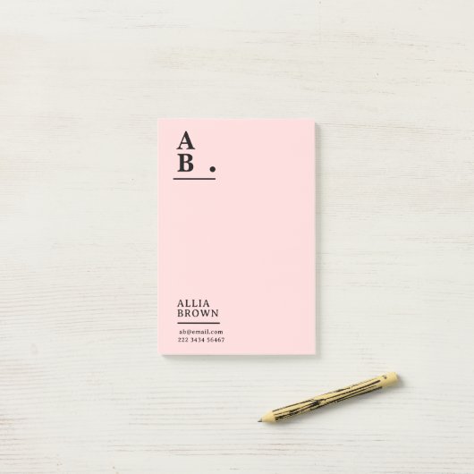 Roze Monogram Moderne Ontwerp Post-it® Notes (Op bureau)