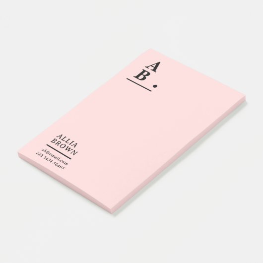 Roze Monogram Moderne Ontwerp Post-it® Notes (Schuin)