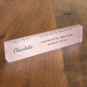 Roze monogram moderne professional naambordje