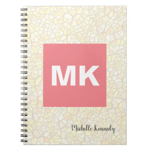 Roze Monogram Moderne Professionele Mozaïek Notitieboek