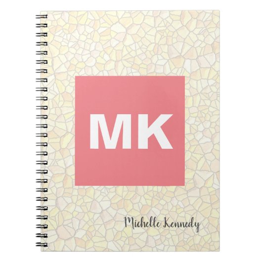 Roze Monogram Moderne Professionele Mozaïek Notitieboek (Voorkant)