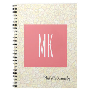Roze Monogram Moderne Professionele Mozaïek Notitieboek