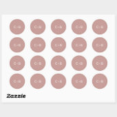 Roze Monogram Moderne Trouwdag Ronde Sticker (Vel)