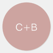 Roze Monogram Moderne Trouwdag Ronde Sticker (Voorkant)