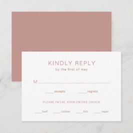 Roze Monogram Moderne Trouwdag RSVP Kaartje