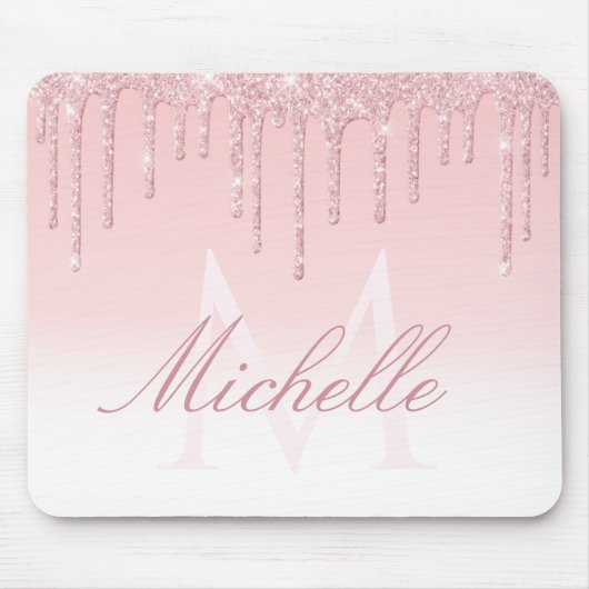 roze monogram muismat (Voorkant)