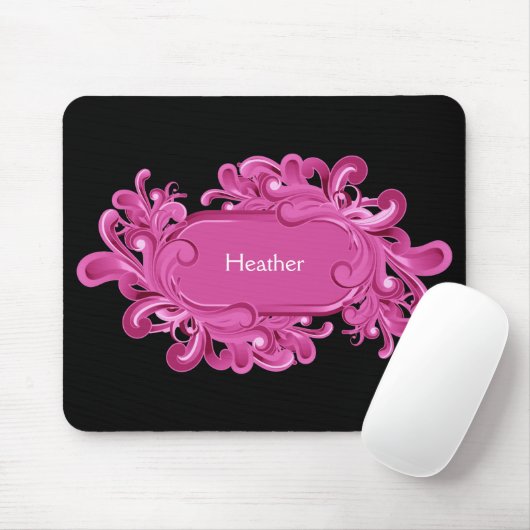 Roze monogram Muismatten (Met muis)