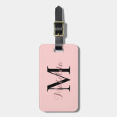 Roze Monogram Naam Adres Girly Modern Bagagelabel (Voorkant verticaal)
