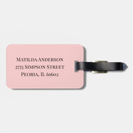 Roze Monogram Naam Adres Girly Modern Bagagelabel (Achterkant horizontaal)