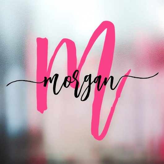 Roze Monogram Naam Bedrijf Zakelijk Raamsticker