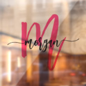 Roze Monogram Naam Bedrijf Zakelijk Raamsticker (Vel 2)