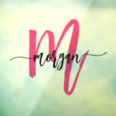 Roze Monogram Naam Bedrijf Zakelijk Raamsticker (Vel 3)