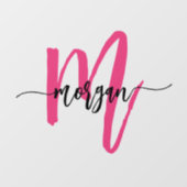 Roze Monogram Naam Bedrijf Zakelijk Raamsticker (Vel)