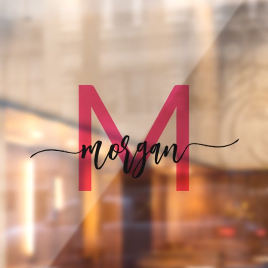 Roze Monogram Naam Bedrijfs Merk Raamsticker (Vel 2)