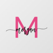 Roze Monogram Naam Bedrijfs Merk Raamsticker (Vel)