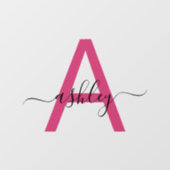 Roze Monogram Naam Bedrijfs Merk Raamsticker (Vel)