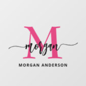 Roze Monogram Naam Bedrijfs Merk Raamsticker (Vel)