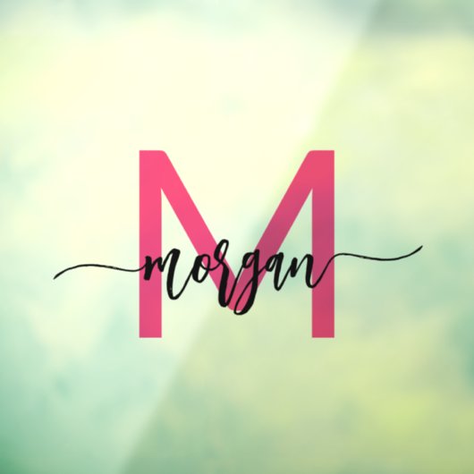 Roze Monogram Naam Bedrijfs- Raamsticker (Vel 3)