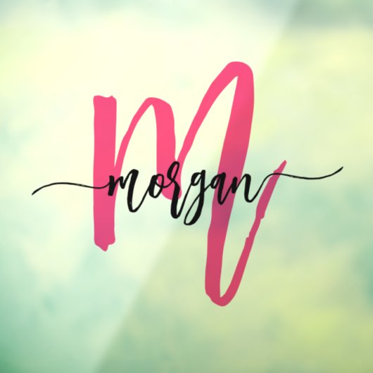 Roze Monogram Naam Bedrijfs- Raamsticker (Vel 3)