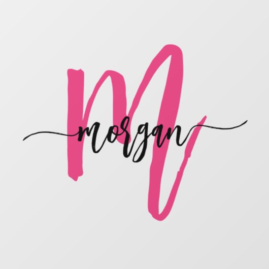 Roze Monogram Naam Bedrijfs- Raamsticker (Vel)